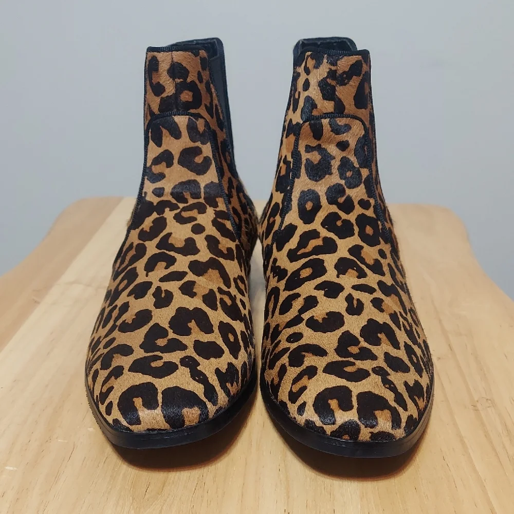 INC International Concepts Thames Cheetah Calf Hair Chelsea Boots Men's Size 10
